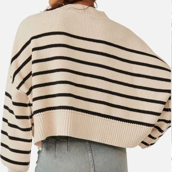 Free People stripe crop sweater - Picture 2 of 5